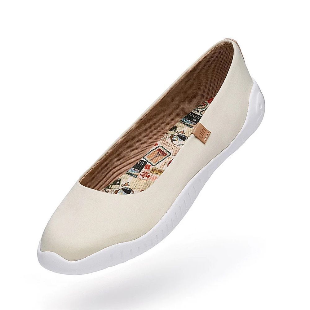 UIN Women's Ballet Flats Slip On Casual Loafers (Oat Milk Silk Menorca III ) 133 - Picture 6 of 7